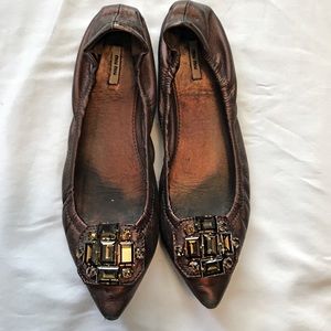 Miu Miu metallic flat with buckle detail